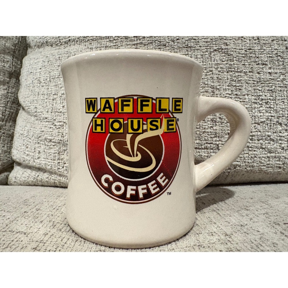 Waffle House Coffee Mug Diner Style Ceramic Cup Cream Yellow Red Logo‎